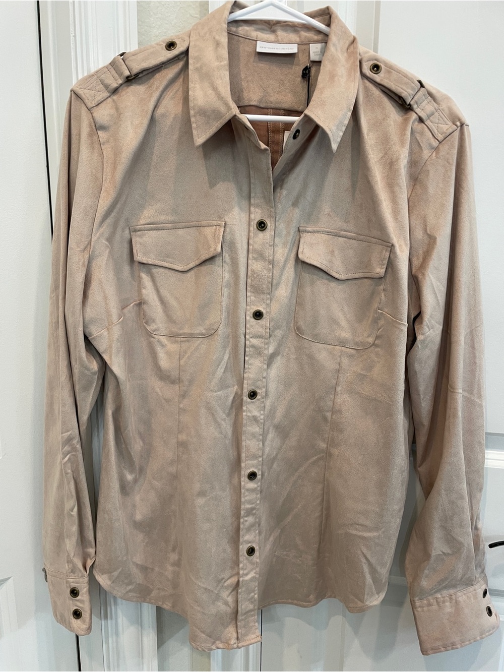 2 New York & Company Suede-Look Shirt Jacket